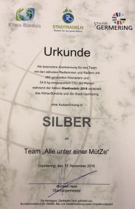 Stadtradeln-Urkunde